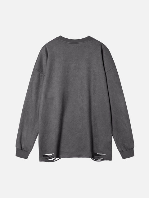 Fuzzy Letters Cut Sweatshirt - Anagoc