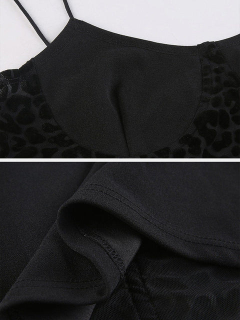 Leopard-print Mesh Patchwork Vest - Anagoc