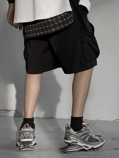 Dark Embroidery Cargo Shorts - Anagoc