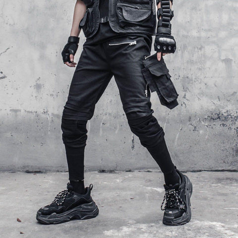 Dark Removable Pocket Cargo Pants - Anagoc
