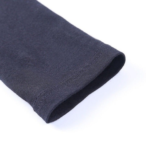 High Waist Print Detachable Long Sleeve T Shirt - Anagoc