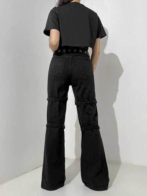 Graffiti Ribbon Straight Pants - Anagoc