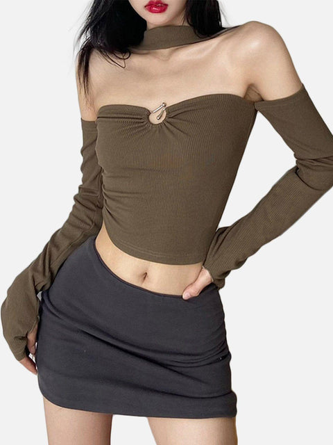 Hollow Suspenders Long Sleeve T Shirts - Anagoc