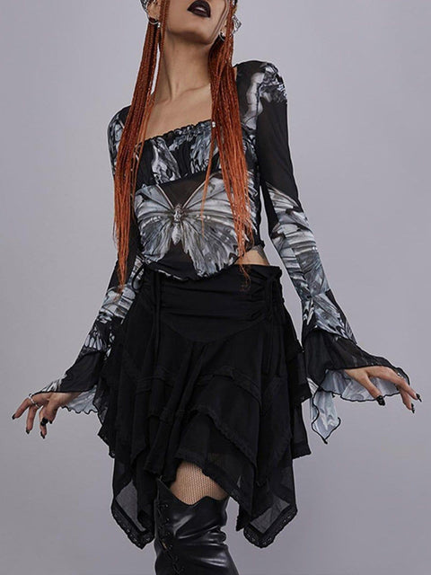 Mesh Horn Long Sleeve T Shirt - Anagoc