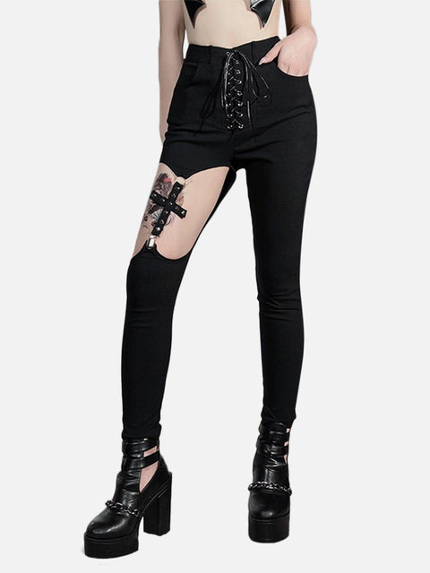 Hollow Out Cross Pants - Anagoc
