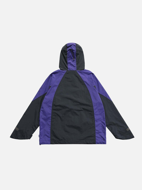 Patchwork Big Pocket Zip Up Jacket - Anagoc