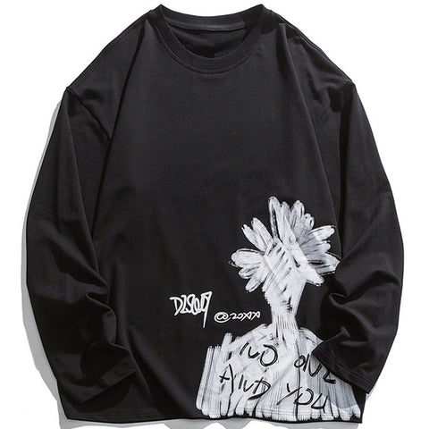 Dark Flowers Graffiti Sweatshirt - Anagoc