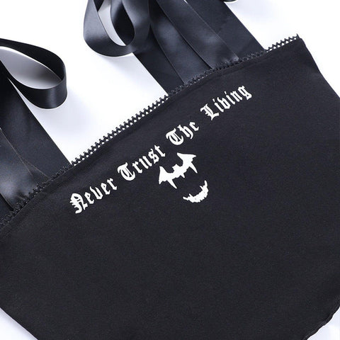 Dark Straps Letters Print Vest - Anagoc
