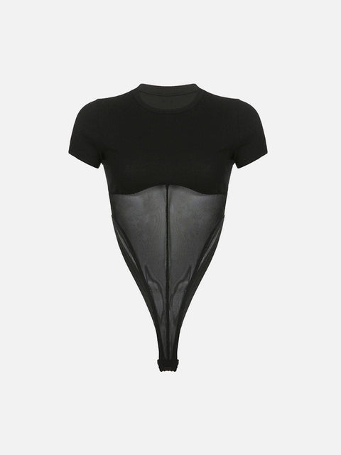 Solid Color Stitching Perspective Jumpsuit - Anagoc