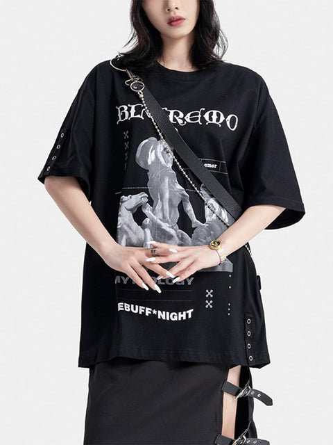 Angel Statue Rivet Graphic Tee - Anagoc