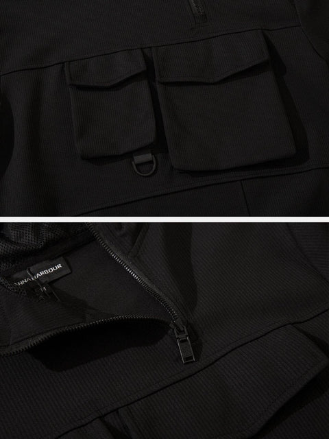 Irregular Zipper Big Pocket Jacket - Anagoc