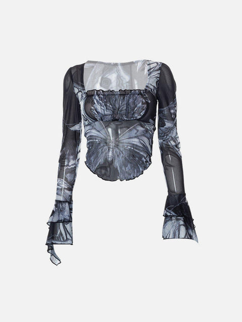 Mesh Horn Long Sleeve T Shirt - Anagoc