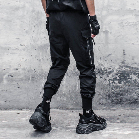 Dark Functional Personality Zipper Multi-pocket Cargo Pants - Anagoc