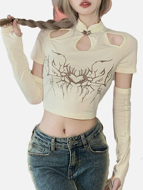 Spider Heart Hollow Long Sleeve T Shirts - Anagoc