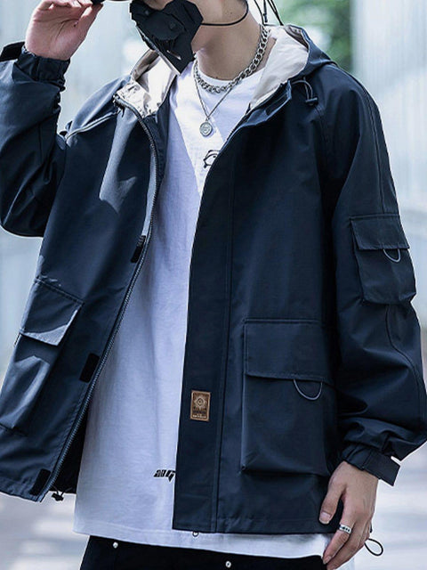 Solid Color Big Pocket Cargo Jacket - Anagoc