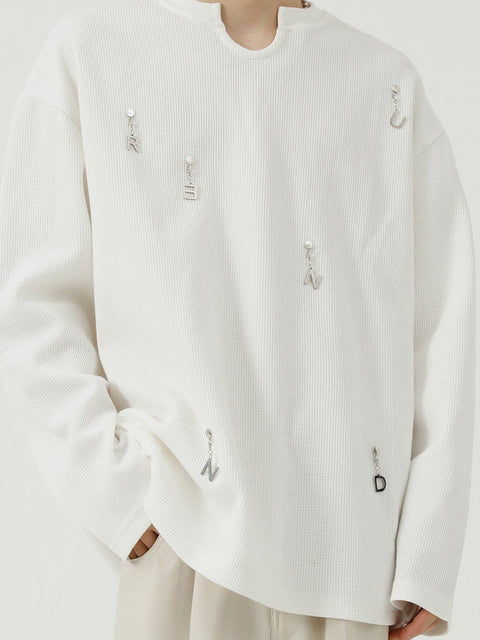 Solid Color Chain Design Sweatshirt - Anagoc