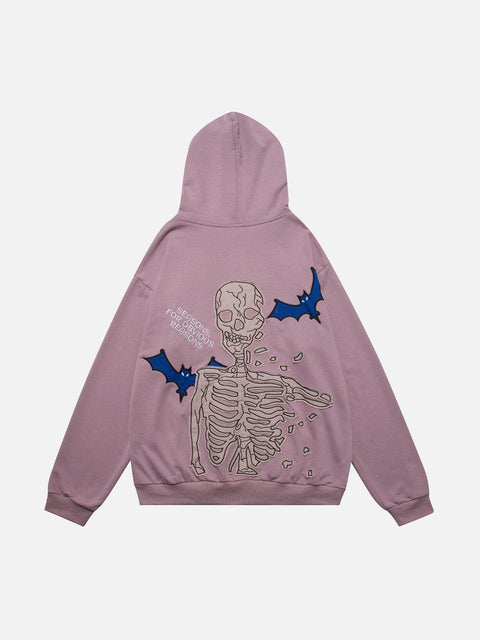 Skeleton Bat Zip Up Hoodie - Anagoc