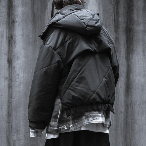 Fake Two Plaid Winter Coat - Anagoc