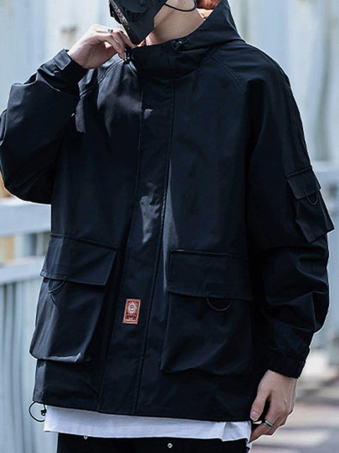 Solid Color Big Pocket Cargo Jacket - Anagoc