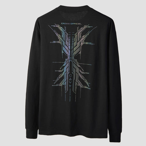 Reflective Mecha Print Sweatshirt - Anagoc
