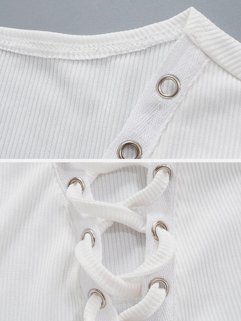 Slim Fit Straps Short Sleeve T Shirt - Anagoc