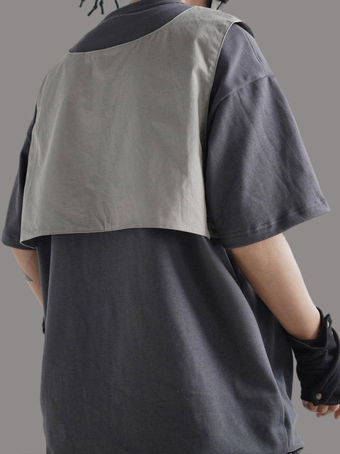 Detachable Vest Embroidery Tee - Anagoc
