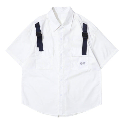 Multi Pockets Strap Shirt - Anagoc