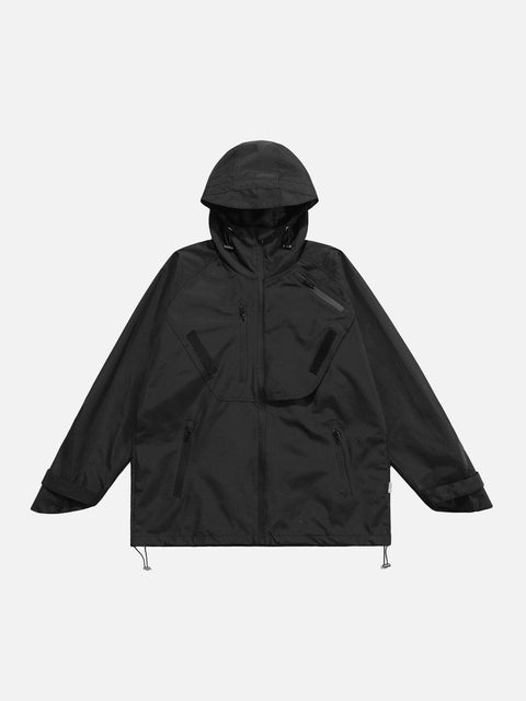 Patchwork Multi Pockets Zip Up Jacket - Anagoc
