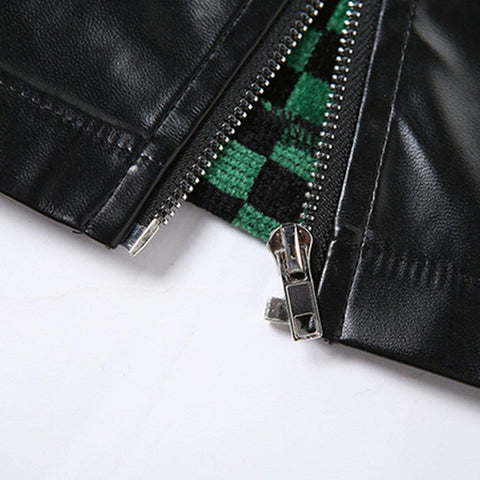 Chain Plaid PU Vest - Anagoc