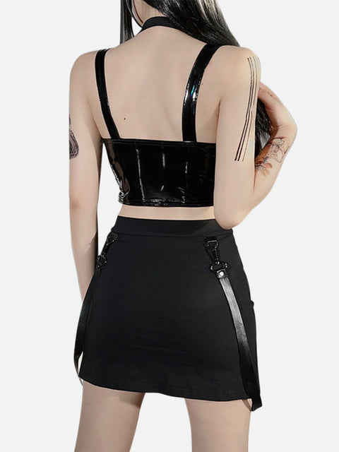 Zip Up Grid PU Vest - Anagoc