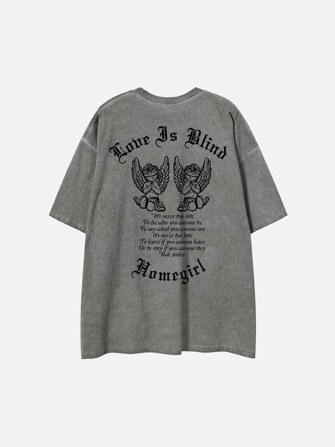Washed Little Angel Graphic Tee - Anagoc