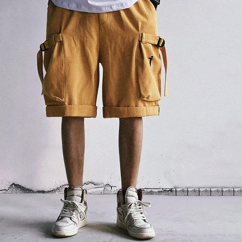 Drawstring Pocket Embroidery Shorts - Anagoc