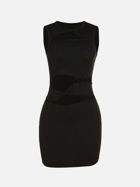 Hollow Round Neck Dress - Anagoc