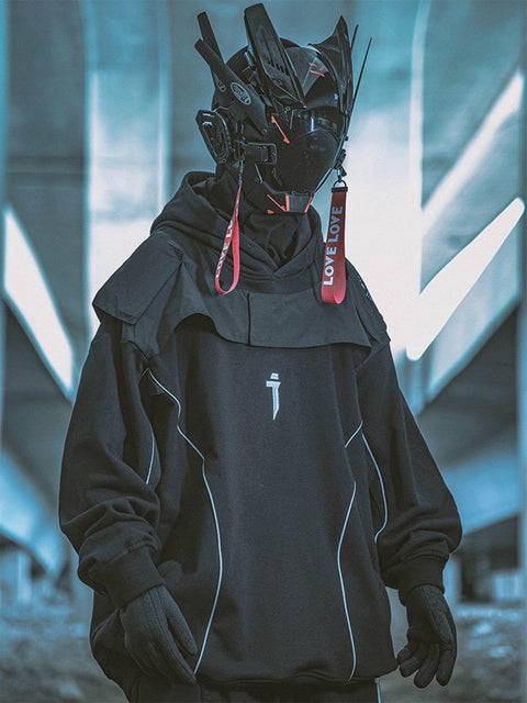 Patchwork Reflective Strip Hoodie - Anagoc