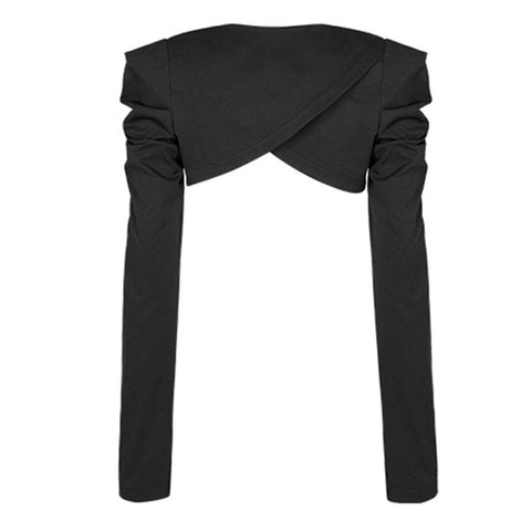Diagonal Straps Pleated Cropped Jacket - Anagoc