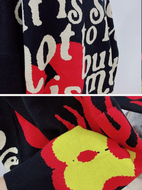 Flame Skeleton Knit Sweater - Anagoc