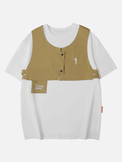 Detachable Vest Embroidery Tee - Anagoc