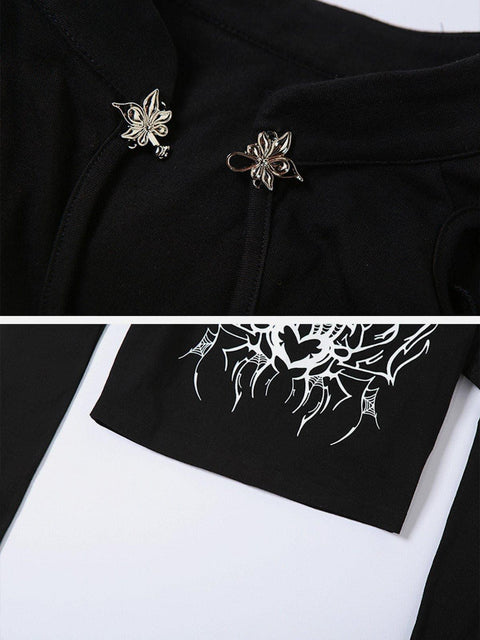 Spider Heart Hollow Long Sleeve T Shirts - Anagoc