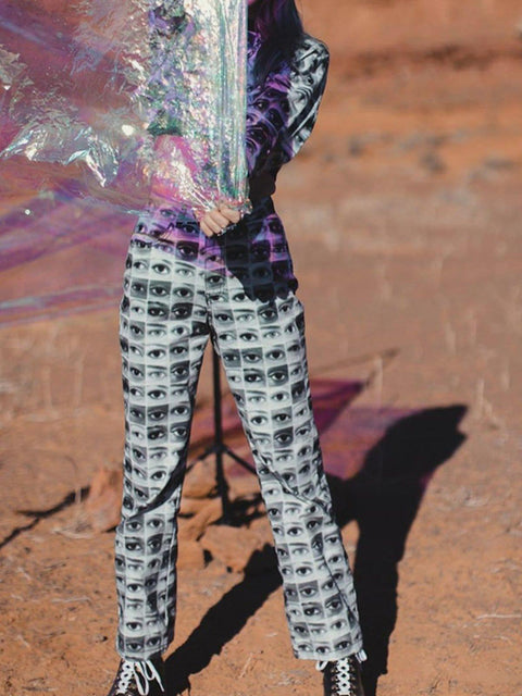 Eyes Print Pants - Anagoc