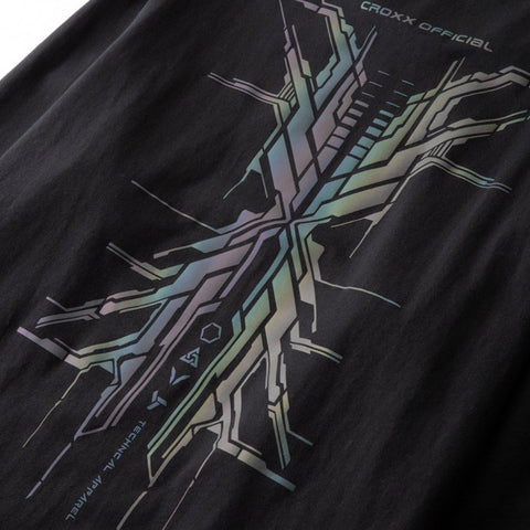 Reflective Mecha Print Sweatshirt - Anagoc
