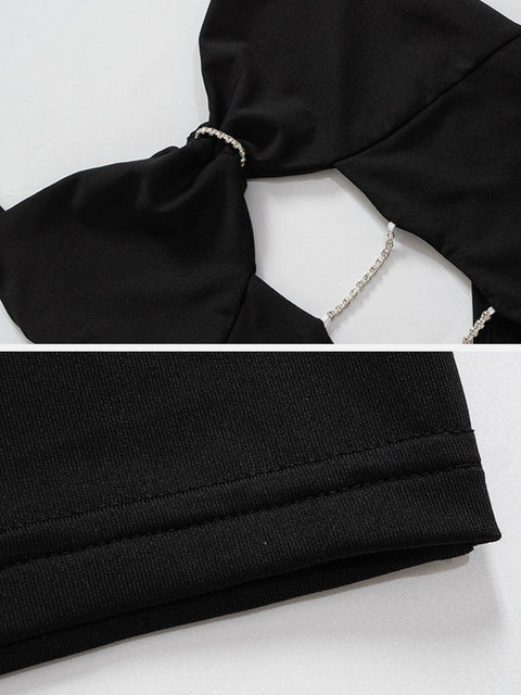 Solid Lace-Up Cutout Back Dress - Anagoc