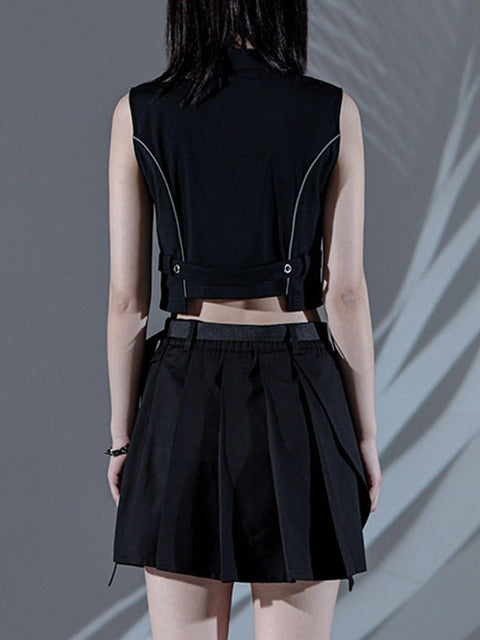 Reflective Strip Zip Up Vest - Anagoc