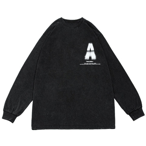 Unreal Letters Cotton Oversized Washed Sweatshirt - Anagoc