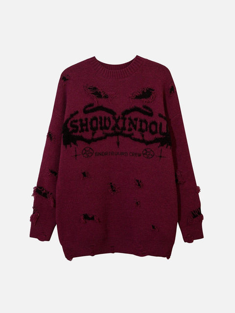 Cut Hollow Sweater - Anagoc