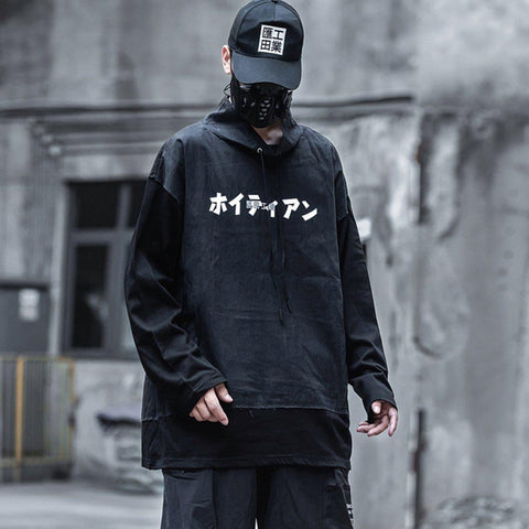 Dark Patchwork Print Sweatshirt - Anagoc