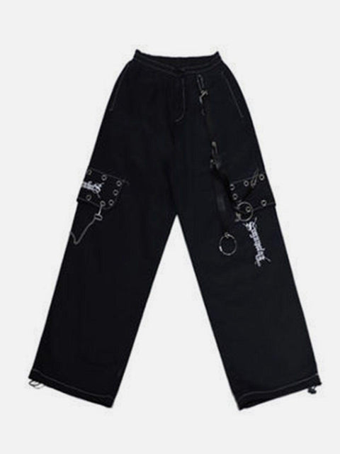 Punk Chain Wide Leg Pants - Anagoc