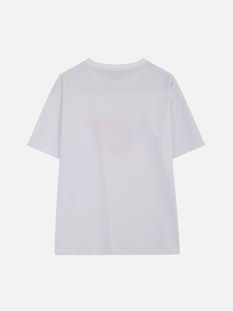Angel Devil Wings Love Heart Print Tee - Anagoc