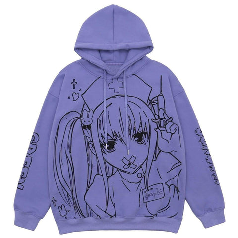Anime Nurse Girl Print Hoodies - Anagoc