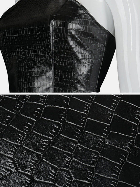Bow Zipper Check Patchwork Vest - Anagoc