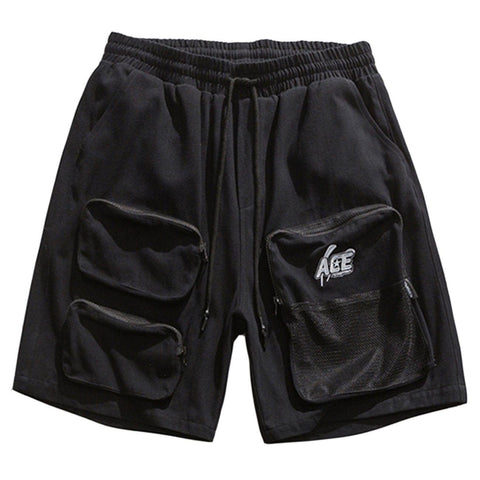 Multi Pockets Letters Drawstring Shorts - Anagoc